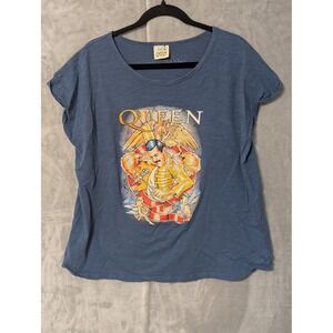 Jaded Gypsy Queen Graphic Tee Womens One Size Blue Freddie Mercury Rock Shirt
